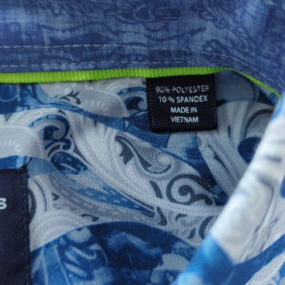 Society of Threads Mens Slim Fit Blue White Paisley Button-Down Shirt Size XL - Picture 8 of 16